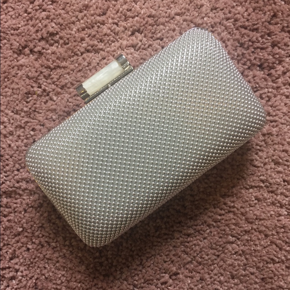 Jessica McClintock silver clutch/evening bag